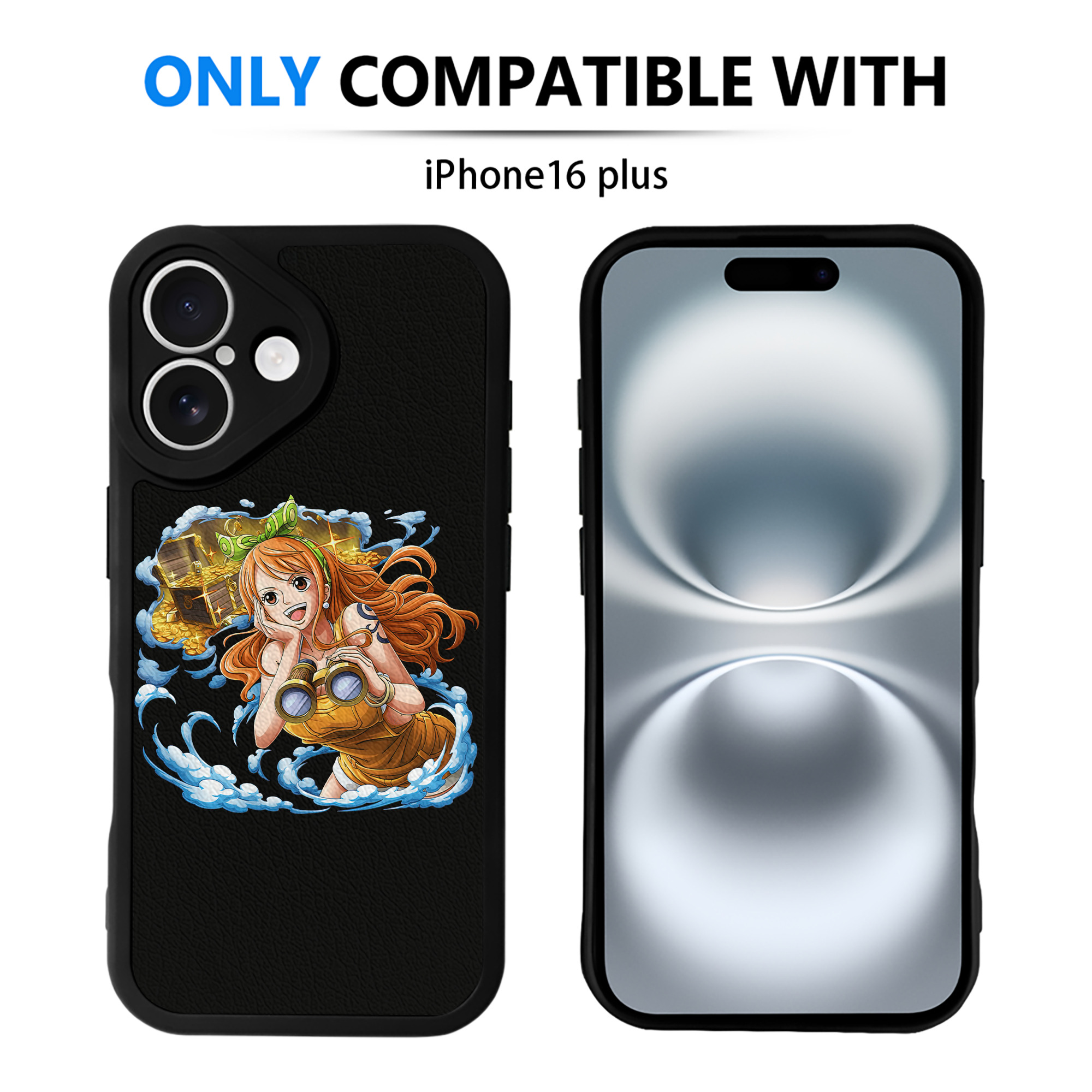 （画像用） ワンピース ナミ ONE PIECE Nami 【iPhone 16シリーズ対応】シリコンスマホケース（レザー調） 材質：シリコン